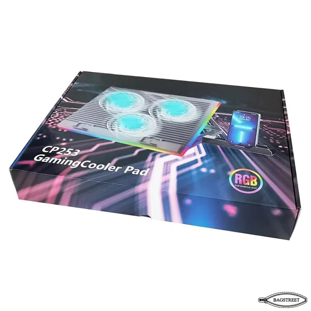 CP253 RGB Gaming Laptop Cooling Pad - Triple 14cm Silent Fans, Adjustable Height Stand & Ergonomic Design for 12-17.3 Inch Notebooks (USB Powered)