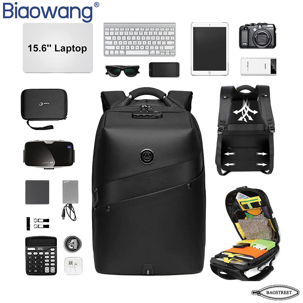 Biaowang 15.6″ Premium Quality Antitheft Waterproof Laptop Backpack with Charging and Headphone Ports – ZBP1058