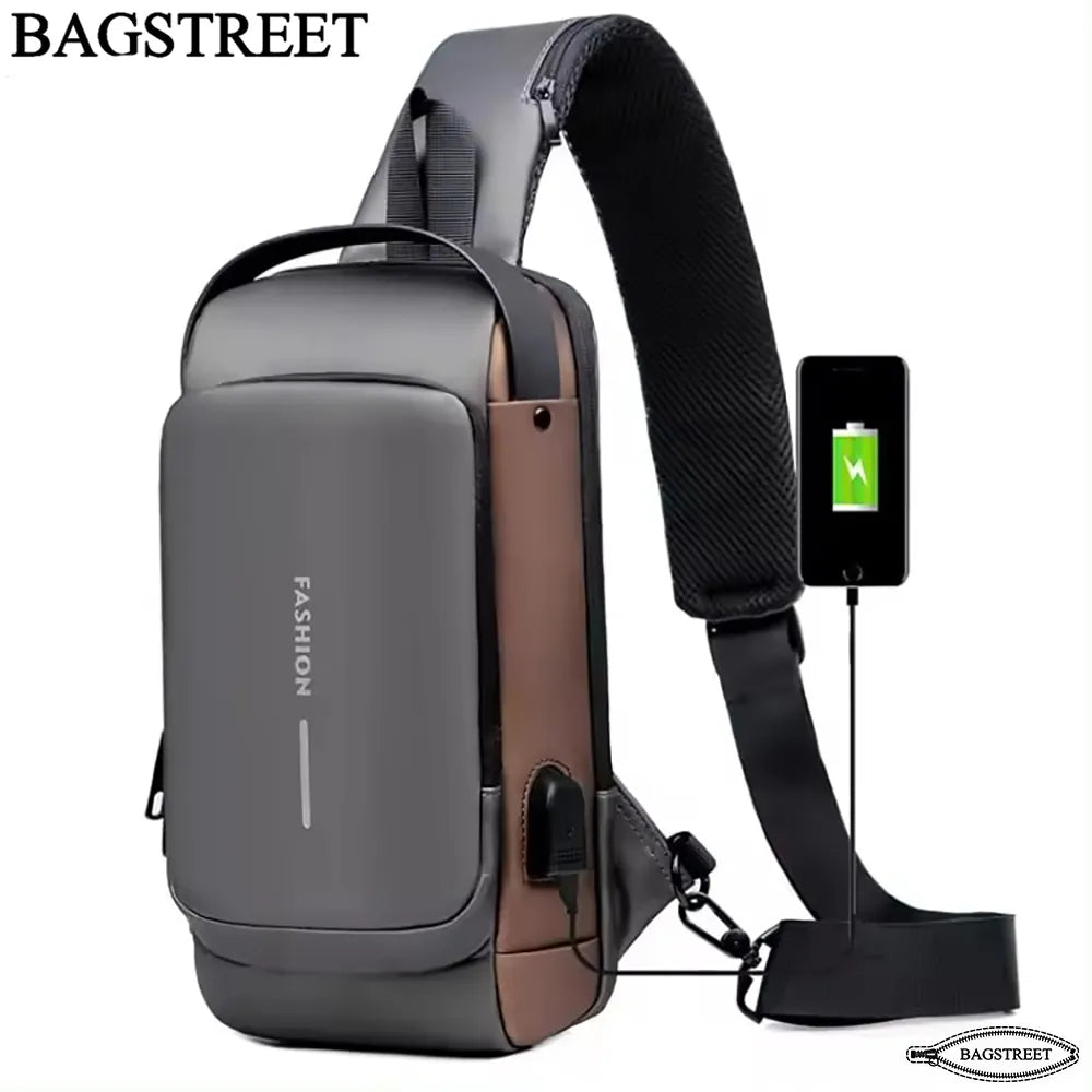 Fashion Sling Bag With Combination Lock, USB Charging Port, Water Proof, Anti Scratch Shoulder Bag, Crossbody Unisex Bag Chest Bag