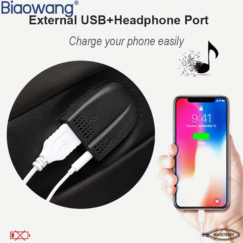 Biaowang 15.6″ Premium Quality Antitheft Waterproof Laptop Backpack with Charging and Headphone Ports – ZBP1058