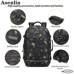 Asenlin 40L Backpack for Travel, Flight Approved Luggage Water Resistant Laptop Backpack, Fits 15.6-17 Inch Notebook, Durable Backpack With 3 Packing Cubes