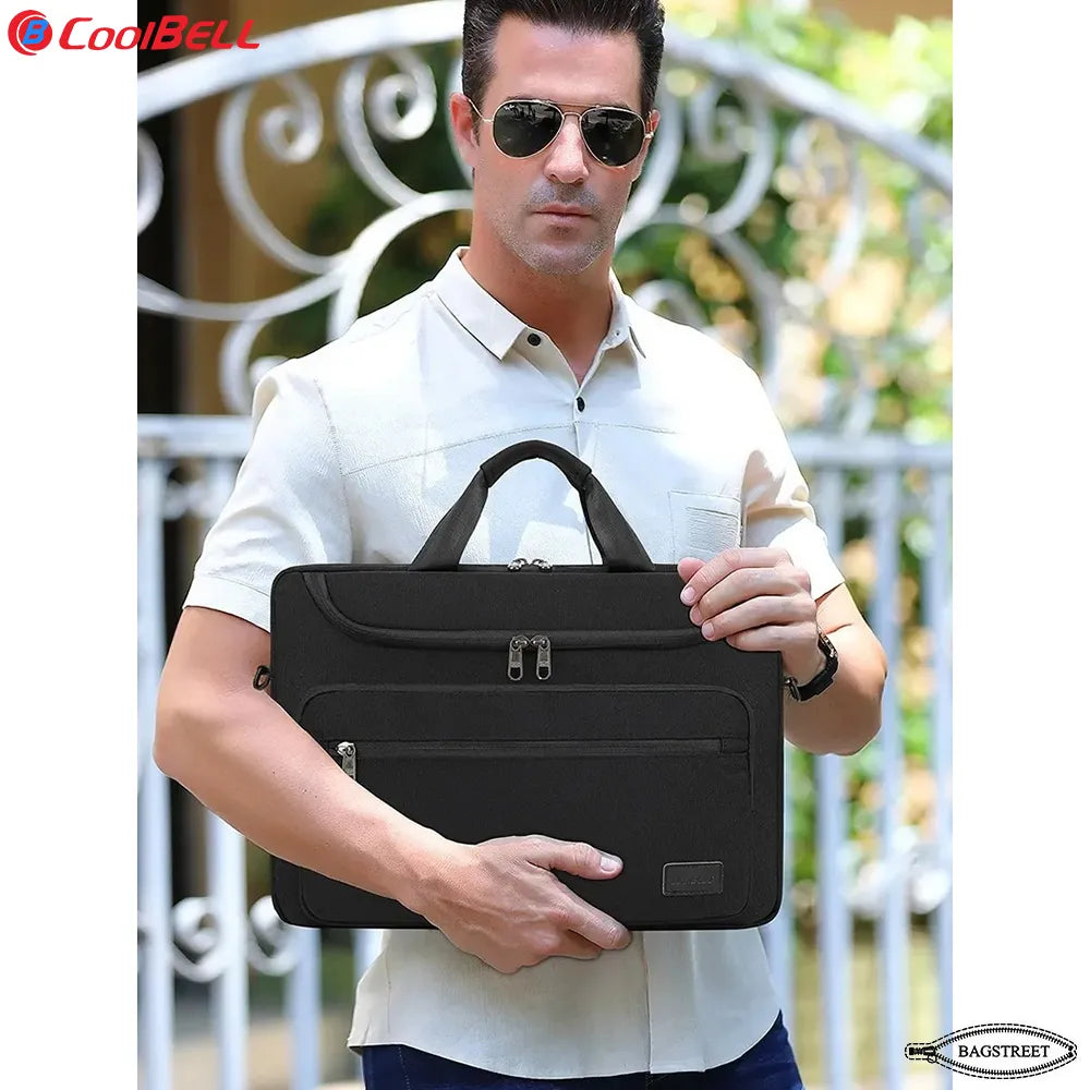 Coolbell CB-2116 15.6" Laptop Sleeve Briefcase - Slim Waterproof Computer Bag with Trolley Belt & Shockproof Padding - Multicolor