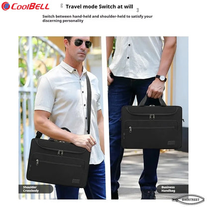 Coolbell CB-2116 15.6" Laptop Sleeve Briefcase - Slim Waterproof Computer Bag with Trolley Belt & Shockproof Padding - Multicolor