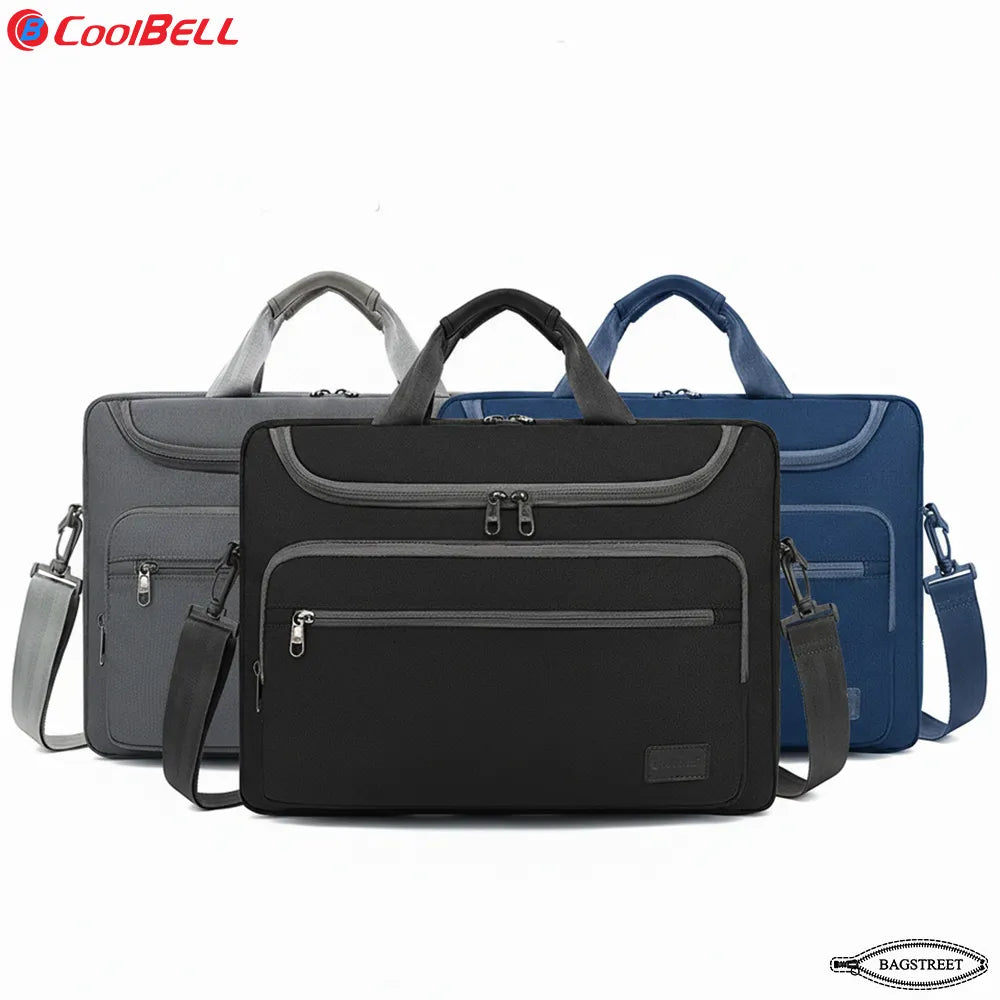 Coolbell CB-2116 15.6" Laptop Sleeve Briefcase - Slim Waterproof Computer Bag with Trolley Belt & Shockproof Padding - Multicolor