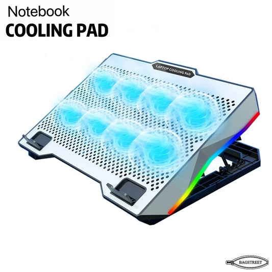 S608 Cooling Pad For 14-17 Inch Gaming Laptop Notebook Cooler with 8 large Quiet Fans Laptop Stand with Phone Holder USB Powered Adjustable Speed Adjustable Mounts Stand with RGB LED Lights