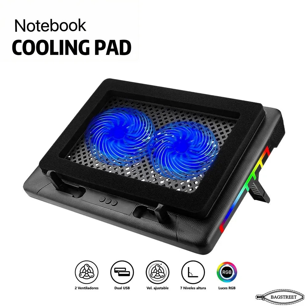S700 RGB Gaming Laptop Cooling Pad Professional Blower Style Cooler with Dual 14cm High-Speed Fans, 7 Adjustable Height Levels, 10 RGB Lighting Modes, and Dual USB Ports Compatible with 13.3 to 17.3 Laptops