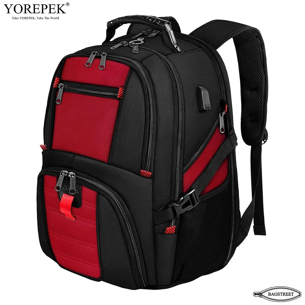 YOREPEK 17.3" Laptop Backpack 50L – Waterproof Travel Bag with USB Port & TSA Anti-Theft
