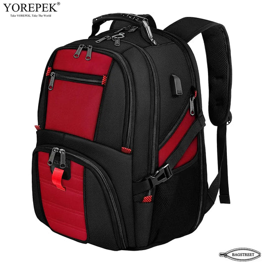 YOREPEK 17.3" Laptop Backpack 50L – Waterproof Travel Bag with USB Port & TSA Anti-Theft