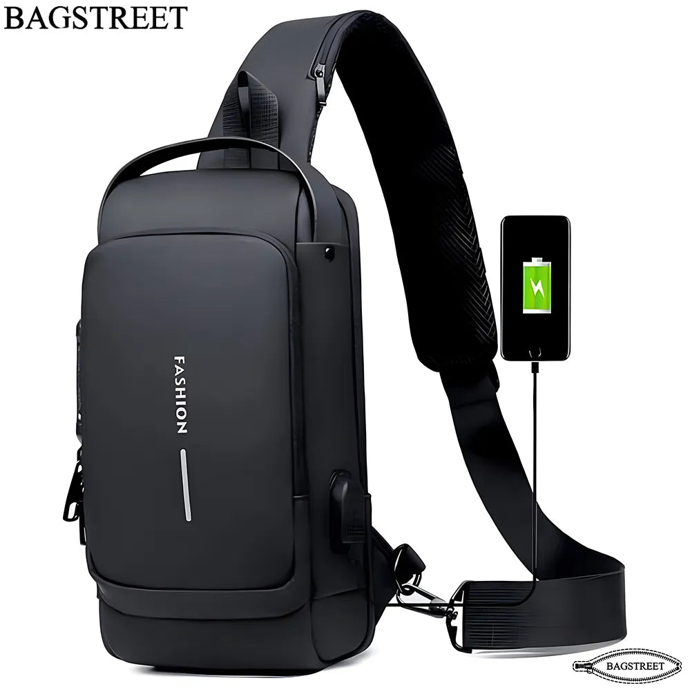 Fashion Sling Bag With Combination Lock, USB Charging Port, Water Proof, Anti Scratch Shoulder Bag, Crossbody Unisex Bag Chest Bag