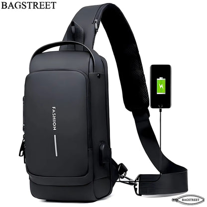 Fashion Sling Bag With Combination Lock, USB Charging Port, Water Proof, Anti Scratch Shoulder Bag, Crossbody Unisex Bag Chest Bag