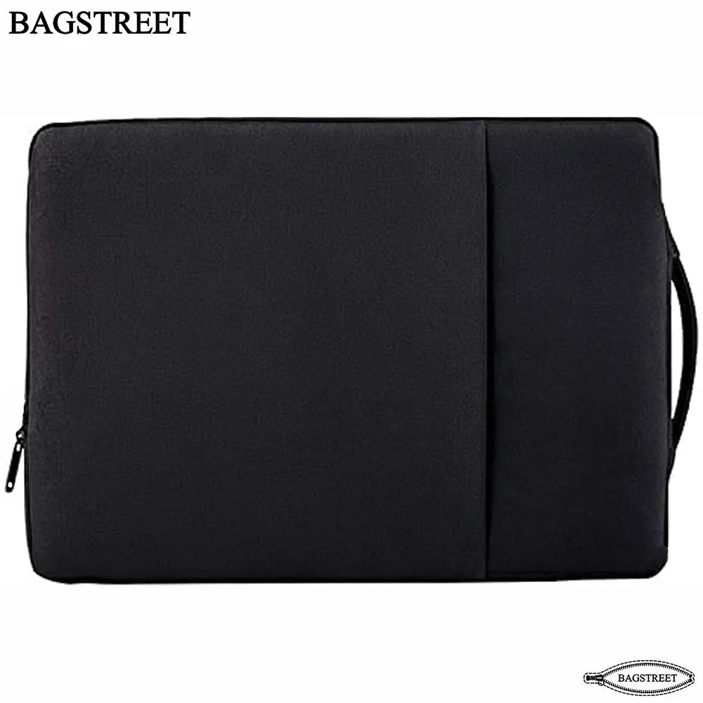 BAGSTREET 13.3-14" Laptop Sleeve for MacBook Air/Pro M3 M2 M1 | Water-Resistant Polyester Protective Case with Accessory Pockets - Black
