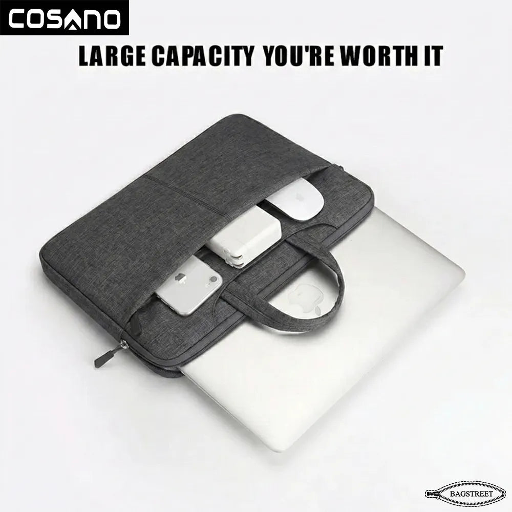 COSANO 15.6" Vertical Laptop Sleeve – Dark Grey | Protective Neoprene Case for MacBook, Dell XPS, HP & Surface