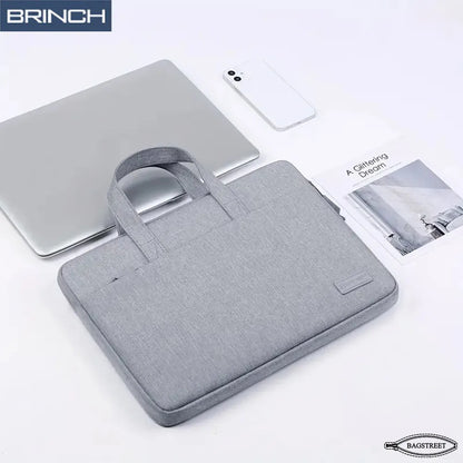 BRINCH 15.6" Laptop Sleeve Business Briefcase - Waterproof Polyester Computer Bag with Trolley Belt & Back Zipper Pocket - Shockproof MacBook Case
