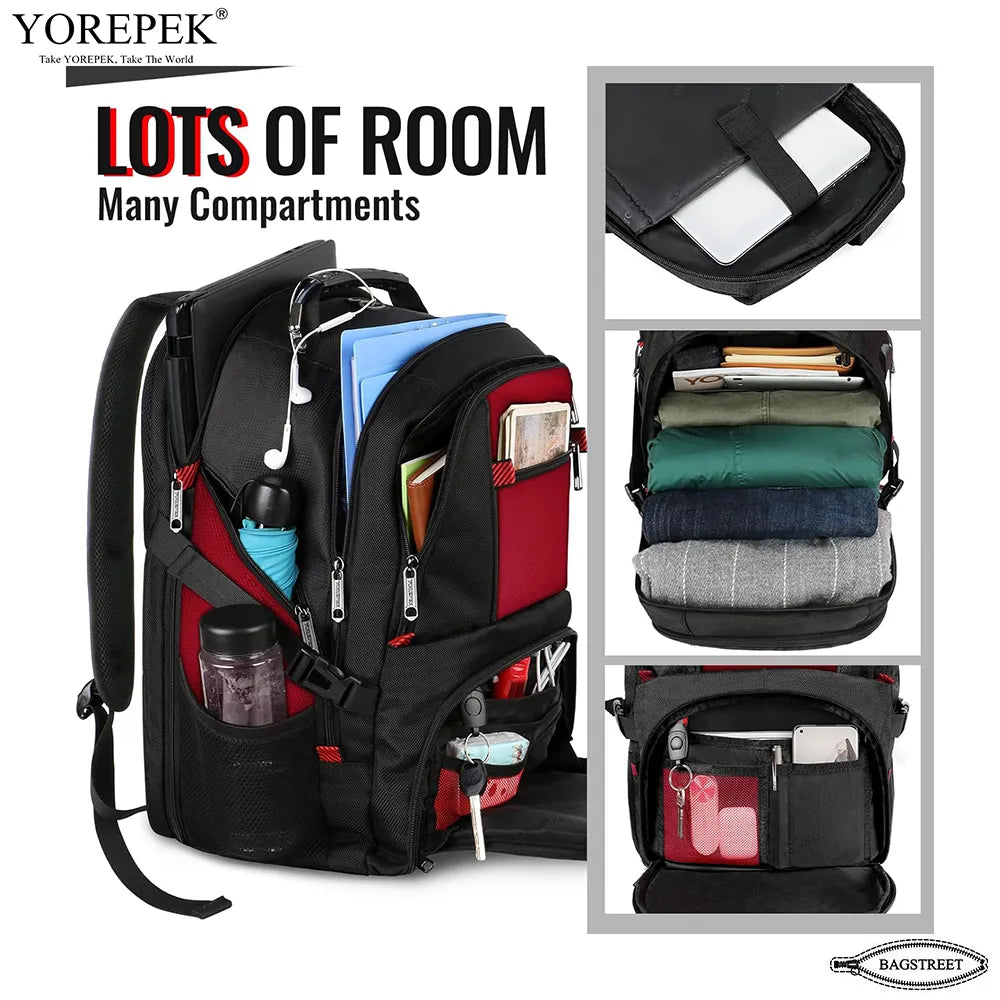 YOREPEK 17.3" Laptop Backpack 50L – Waterproof Travel Bag with USB Port & TSA Anti-Theft