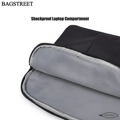 BAGSTREET 13.3-14" Laptop Sleeve for MacBook Air/Pro M3 M2 M1 | Water-Resistant Polyester Protective Case with Accessory Pockets - Black