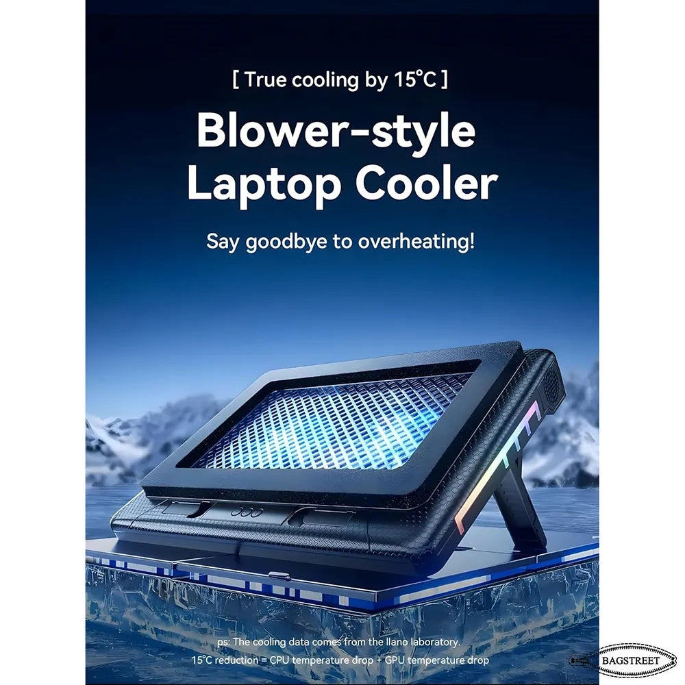 S700 RGB Gaming Laptop Cooling Pad Professional Blower Style Cooler with Dual 14cm High-Speed Fans, 7 Adjustable Height Levels, 10 RGB Lighting Modes, and Dual USB Ports Compatible with 13.3 to 17.3 Laptops