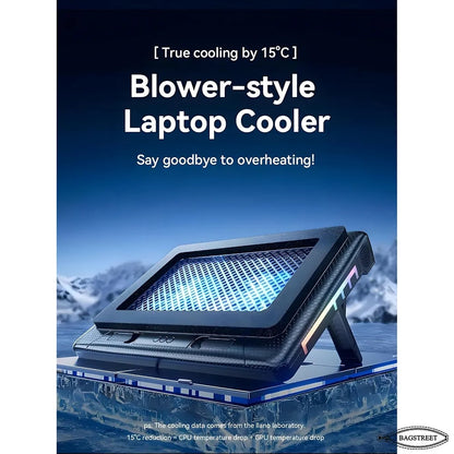 S700 RGB Gaming Laptop Cooling Pad Professional Blower Style Cooler with Dual 14cm High-Speed Fans, 7 Adjustable Height Levels, 10 RGB Lighting Modes, and Dual USB Ports Compatible with 13.3 to 17.3 Laptops