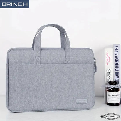 BRINCH 15.6" Laptop Sleeve Business Briefcase - Waterproof Polyester Computer Bag with Trolley Belt & Back Zipper Pocket - Shockproof MacBook Case