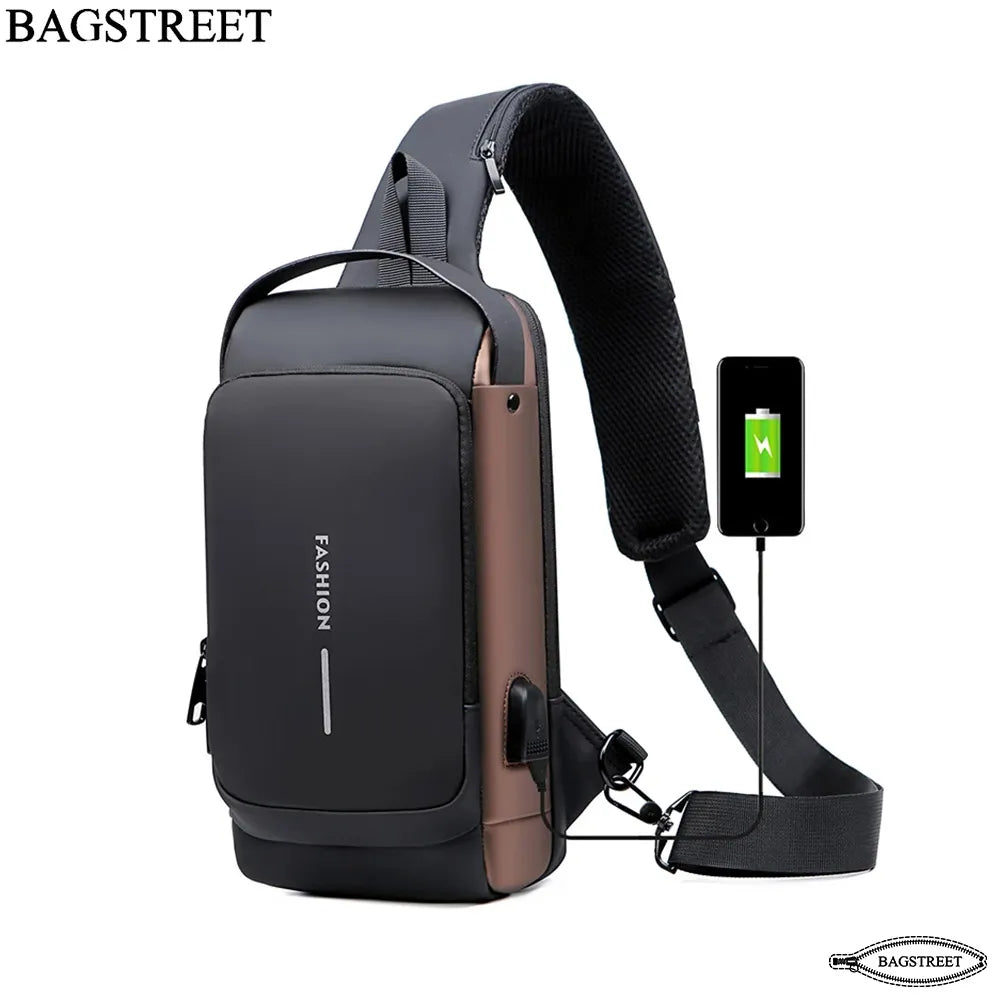 Fashion Sling Bag With Combination Lock, USB Charging Port, Water Proof, Anti Scratch Shoulder Bag, Crossbody Unisex Bag Chest Bag