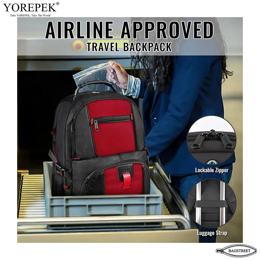 YOREPEK 17.3" Laptop Backpack 50L – Waterproof Travel Bag with USB Port & TSA Anti-Theft