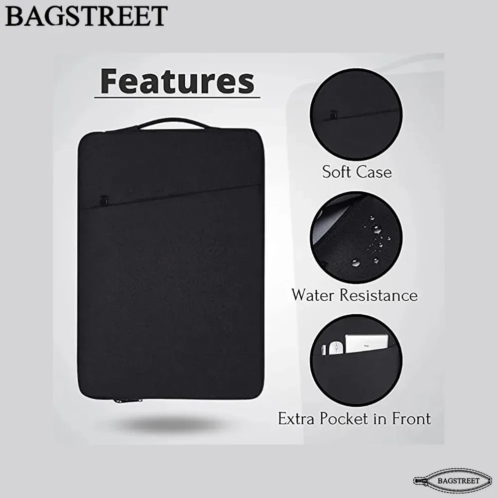 BAGSTREET Professional Laptop Sleeve with Handle | Waterproof Shockproof Case for MacBook Pro/Air/Notebooks & Elitebooks | 13.3", 14", 15.6" - Black
