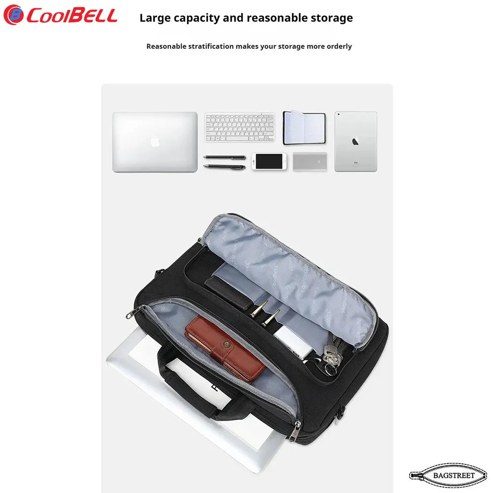 Coolbell CB-2116 15.6" Laptop Sleeve Briefcase - Slim Waterproof Computer Bag with Trolley Belt & Shockproof Padding - Multicolor