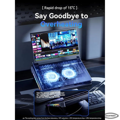 S700 RGB Gaming Laptop Cooling Pad Professional Blower Style Cooler with Dual 14cm High-Speed Fans, 7 Adjustable Height Levels, 10 RGB Lighting Modes, and Dual USB Ports Compatible with 13.3 to 17.3 Laptops