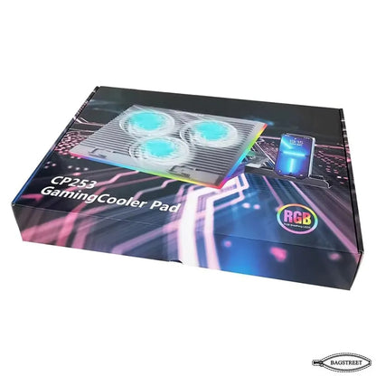 CP253 RGB Gaming Laptop Cooling Pad - Triple 14cm Silent Fans, Adjustable Height Stand & Ergonomic Design for 12-17.3 Inch Notebooks (USB Powered)