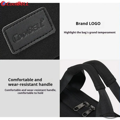 Coolbell CB-2116 15.6" Laptop Sleeve Briefcase - Slim Waterproof Computer Bag with Trolley Belt & Shockproof Padding - Multicolor