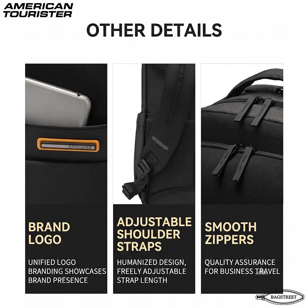 American Tourister Brano I 16" Laptop Backpack for Men & Women Business, Office & Travel Backpack – Black
