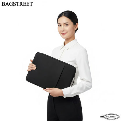 BAGSTREET 13.3-14" Laptop Sleeve for MacBook Air/Pro M3 M2 M1 | Water-Resistant Polyester Protective Case with Accessory Pockets - Black