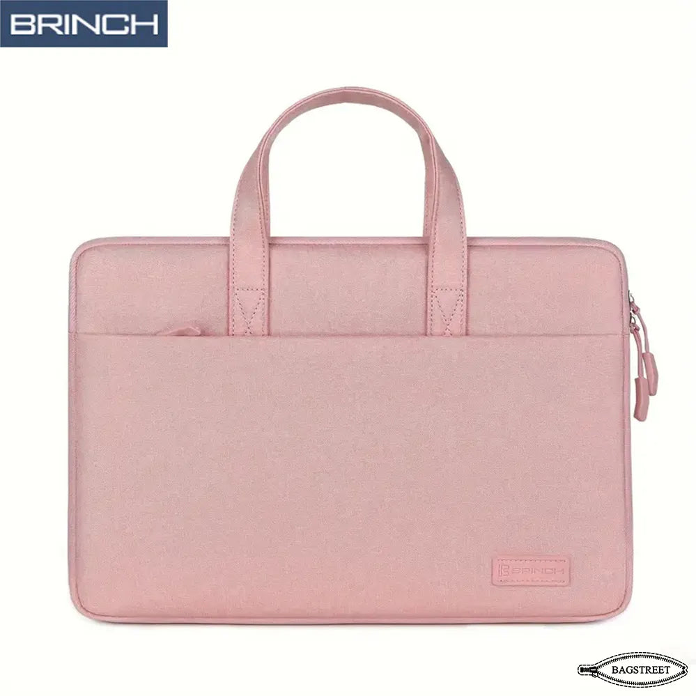 BRINCH 15.6" Laptop Sleeve Business Briefcase - Waterproof Polyester Computer Bag with Trolley Belt & Back Zipper Pocket - Shockproof MacBook Case
