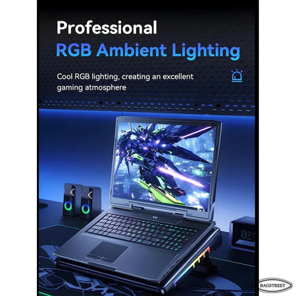 S700 RGB Gaming Laptop Cooling Pad Professional Blower Style Cooler with Dual 14cm High-Speed Fans, 7 Adjustable Height Levels, 10 RGB Lighting Modes, and Dual USB Ports Compatible with 13.3 to 17.3 Laptops