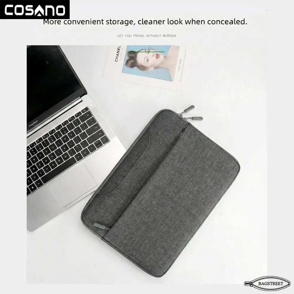 COSANO 15.6" Vertical Laptop Sleeve – Dark Grey | Protective Neoprene Case for MacBook, Dell XPS, HP & Surface