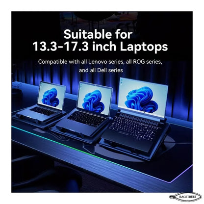 S700 RGB Gaming Laptop Cooling Pad Professional Blower Style Cooler with Dual 14cm High-Speed Fans, 7 Adjustable Height Levels, 10 RGB Lighting Modes, and Dual USB Ports Compatible with 13.3 to 17.3 Laptops