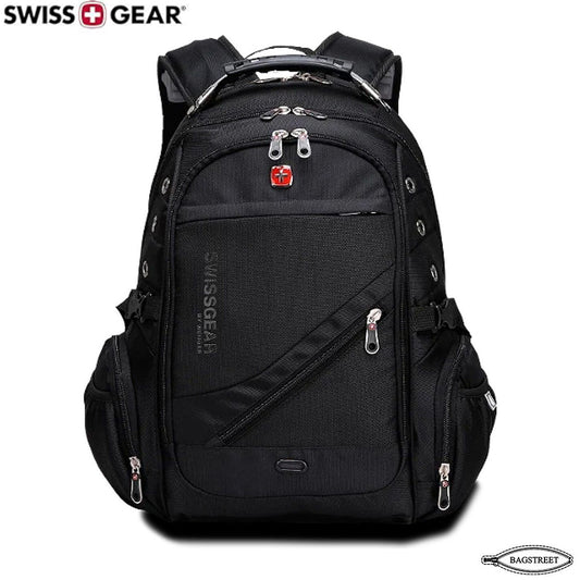 Swissgear 15.6" Laptop Backpack Water Proof, Shock Proof, Unisex Travelling Backpack Business Travel University College School Fashion Backpack with USB Charging and Aux Point Rain Cover 8810 (Black)
