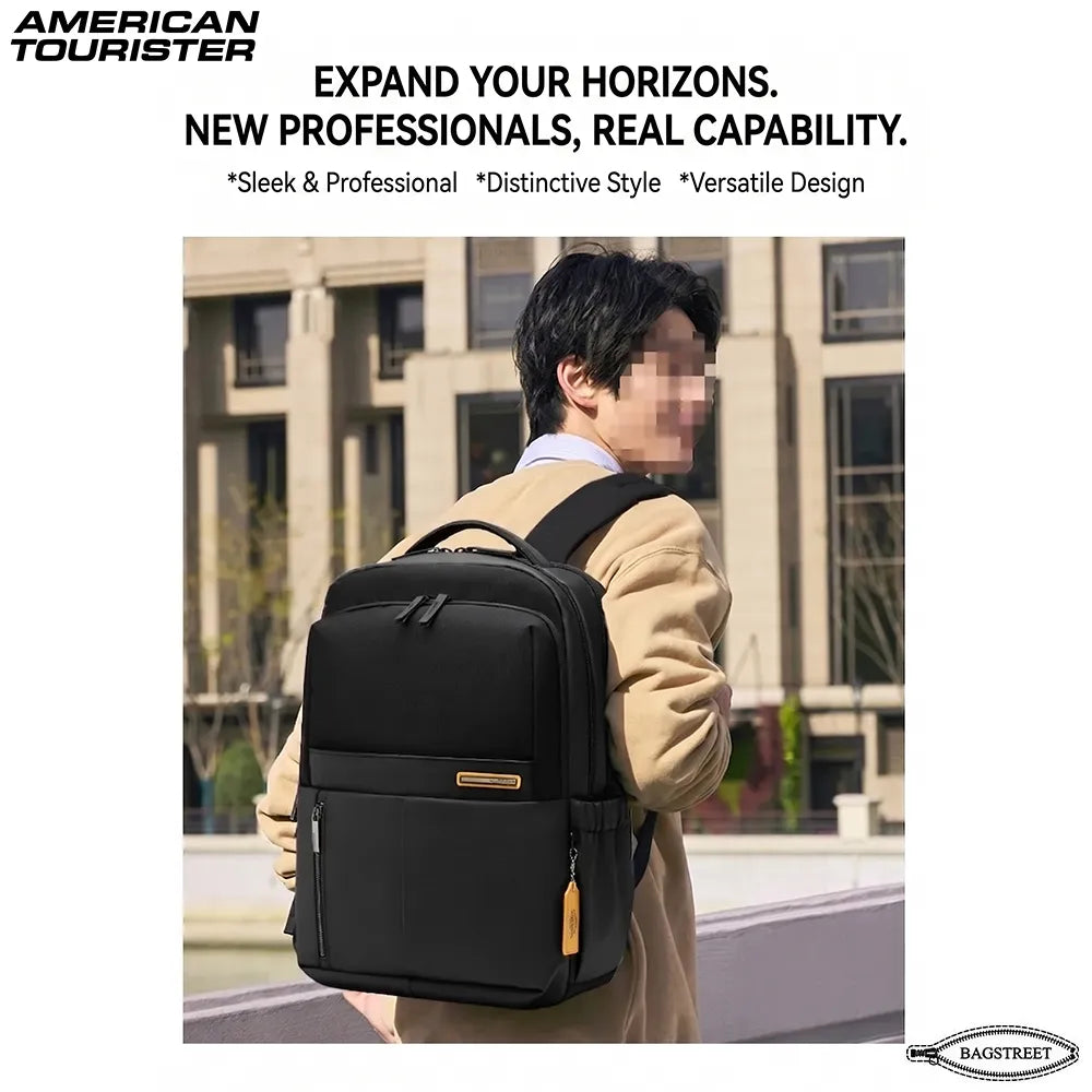 American Tourister Brano I 16" Laptop Backpack for Men & Women Business, Office & Travel Backpack – Black