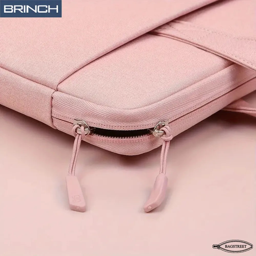 BRINCH 15.6" Laptop Sleeve Business Briefcase - Waterproof Polyester Computer Bag with Trolley Belt & Back Zipper Pocket - Shockproof MacBook Case