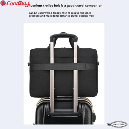 Coolbell CB-2116 15.6" Laptop Sleeve Briefcase - Slim Waterproof Computer Bag with Trolley Belt & Shockproof Padding - Multicolor