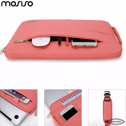 MOSISO 13.3" 14" 15.6" Laptop Sleeve Bag - Slim Polyester Briefcase with Side Handle for MacBook Air/Pro M2, Dell XPS, HP Stream & Surface - Pink