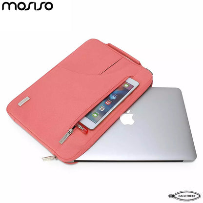 MOSISO 13.3" 14" 15.6" Laptop Sleeve Bag - Slim Polyester Briefcase with Side Handle for MacBook Air/Pro M2, Dell XPS, HP Stream & Surface - Pink