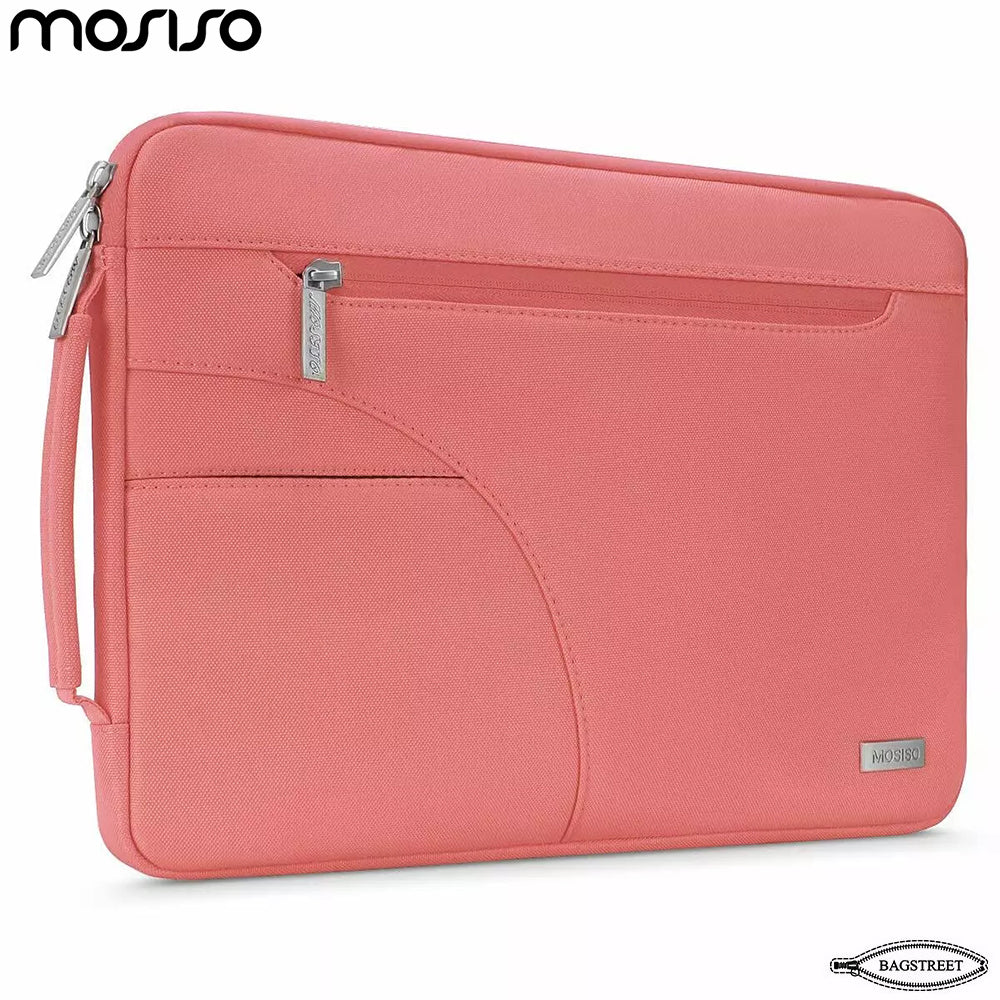 MOSISO 13.3" 14" 15.6" Laptop Sleeve Bag - Slim Polyester Briefcase with Side Handle for MacBook Air/Pro M2, Dell XPS, HP Stream & Surface - Pink