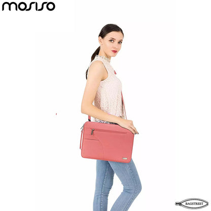 MOSISO 13.3" 14" 15.6" Laptop Sleeve Bag - Slim Polyester Briefcase with Side Handle for MacBook Air/Pro M2, Dell XPS, HP Stream & Surface - Pink