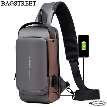 Fashion Sling Bag With Combination Lock, USB Charging Port, Water Proof, Anti Scratch Shoulder Bag, Crossbody Unisex Bag Chest Bag