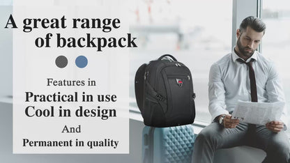 IGOLUMON 17.3" Anti-Theft Waterproof Travel Laptop Backpack with USB Charging Port & Trolley Strap